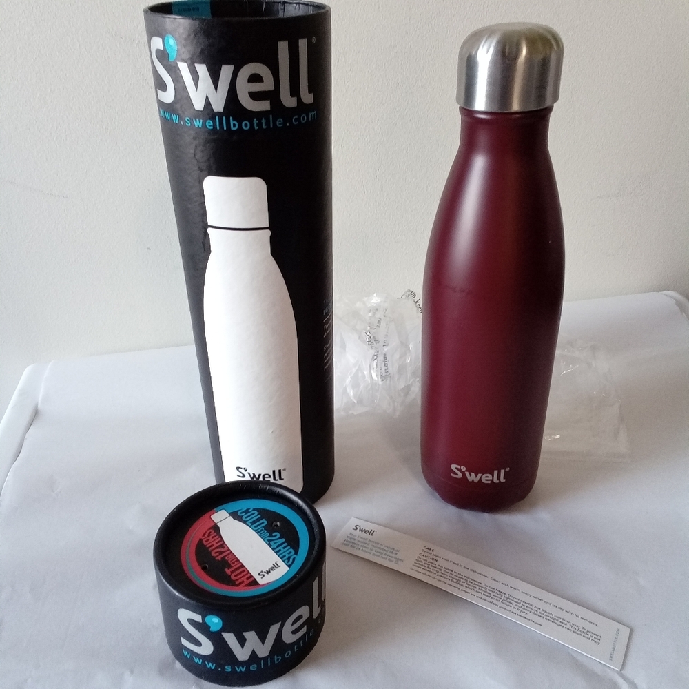 S'well Satin Collection Insulated Stainless Steel Water Bottle 17 oz Bordeaux